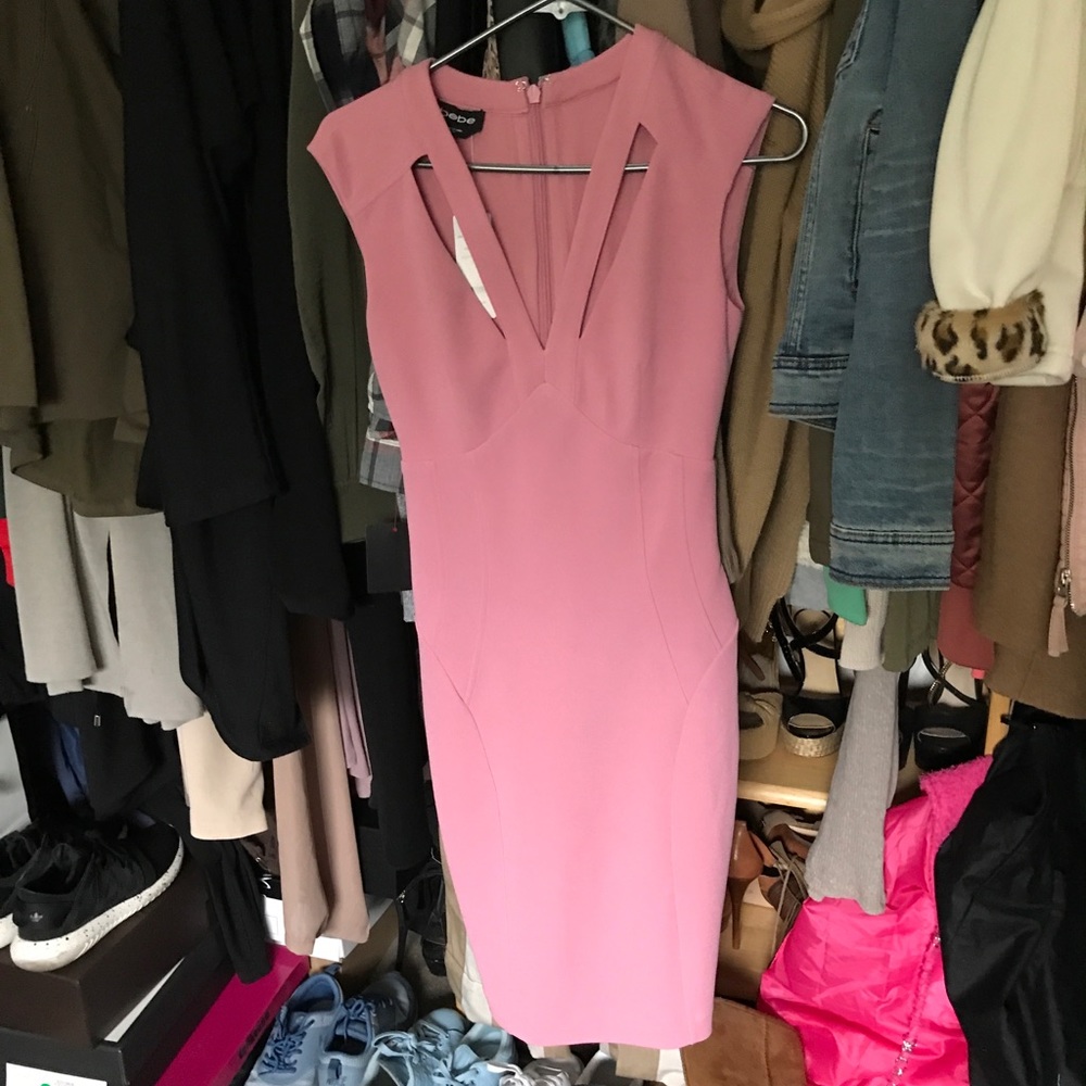Bebe rose colored cutout dress